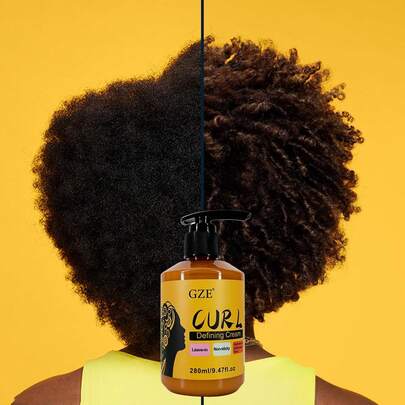 Crème de coiffage 3-en-1 sans rinçage GZE, hydratante, anti-frisottis, définition des boucles
