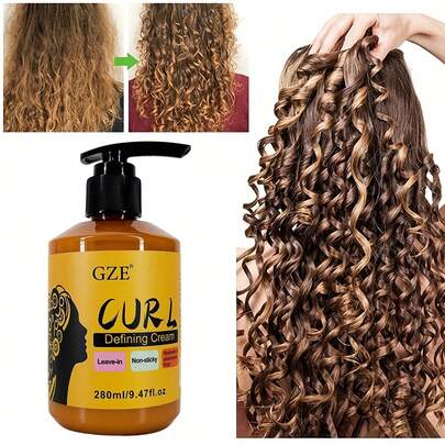 Crème de coiffage 3-en-1 sans rinçage GZE, hydratante, anti-frisottis, définition des boucles
