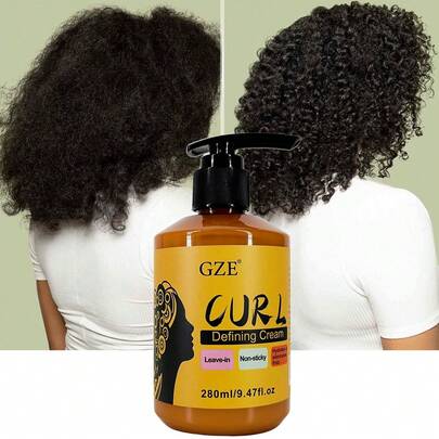 Crème de coiffage 3-en-1 sans rinçage GZE, hydratante, anti-frisottis, définition des boucles