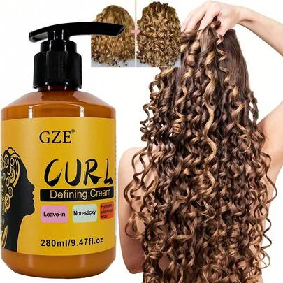 Crème de coiffage 3-en-1 sans rinçage GZE, hydratante, anti-frisottis, définition des boucles