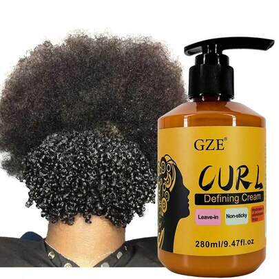 Crème de coiffage 3-en-1 sans rinçage GZE, hydratante, anti-frisottis, définition des boucles