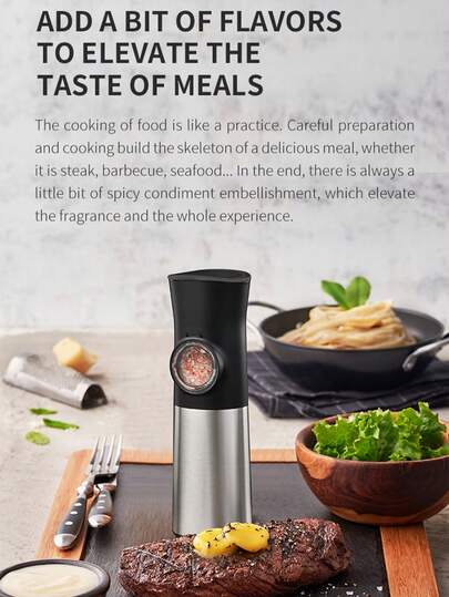 2 pièces Ensemble de moulin à poivre et à sel électrique à détection de gravité avec lumière LED automatique - Cadeau populaire pour la Saint-Valentin, la Fête des Mères, la cuisine et le barbecue en 2025 - Alimenté par batterie, emballage boîte cadeau de