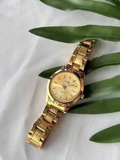 Nouvelle montre dorée pour femmes, minimaliste élégante, polyvalente décontractée, bracelet en acier, luxe de niche, montre à quartz étanche