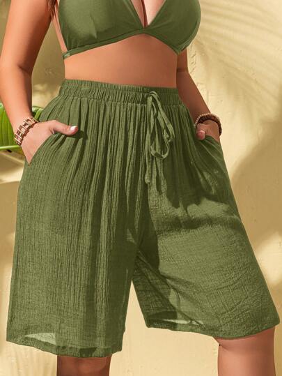Swim Lushoire Combinaison à lacets grande taille pour femmes avec poches, combi-short ample
