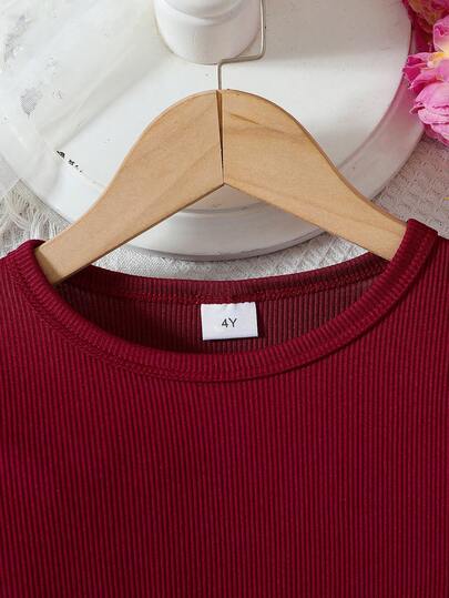 coviviky Jeune fille Top côtelé à manches courtes et robe bustier avec superposition de tulle brodé papillon et ceinture. Confortable et élégante pour les fêtes et les réunions