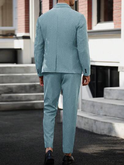 Manfinity Mode Ensemble de costume d'affaires/de trajet pour hommes, blazer et pantalon formel, cérémonie