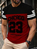 Manfinity Homme T-shirt à col rond à manches courtes avec imprimé numérique pour hommes