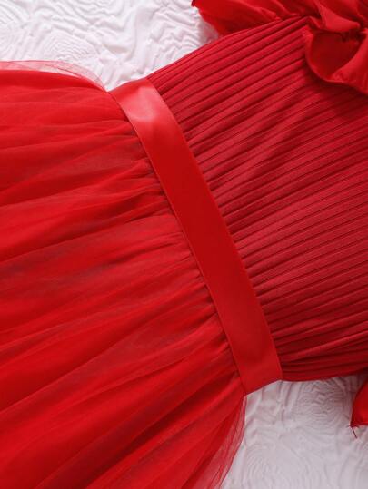 Robe polyvalente d'été pour princesse avec manches courtes, col rond en maille nervurée avec ceinture