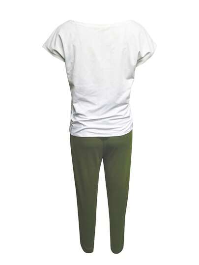 Ensemble 2 pièces femme, Top à manches courtes imprimé et pantalon, tenue décontractée et élégante pour l'été