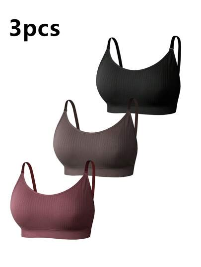 Wedaily 3 pièces/set Soutiens-gorge sans couture et sans fil pour grandes tailles