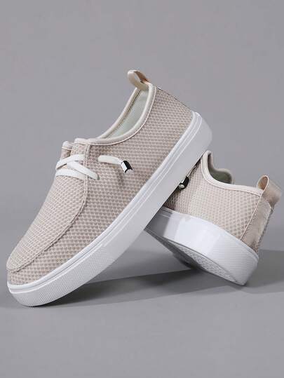 Mocassins en maille à bout rond pour hommes, semelle légère, chaussures de mode respirantes à enfiler avec bande élastique, semelle EVA, saison, sport, rue, plat