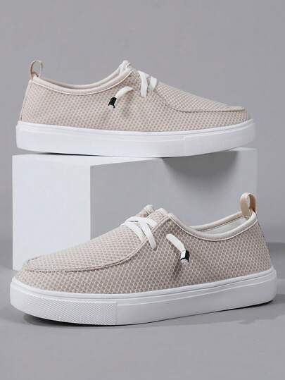 Mocassins en maille à bout rond pour hommes, semelle légère, chaussures de mode respirantes à enfiler avec bande élastique, semelle EVA, saison, sport, rue, plat