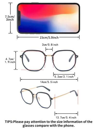 1 pièce Lunettes carrées avec monture métallique pour femmes, verres transparents de style décontracté