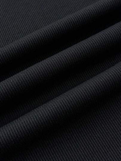 Robe personnalisée pour préadolescentes, col contrasté, tricot côtelé avec boutons, ajustée, noire et blanche, robes d'été, broderie papillon