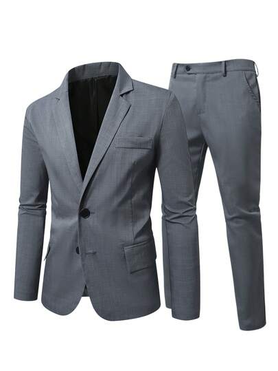 Calvornis Ensemble de costume blazer à manches longues & pantalon pour hommes grande taille, formel, cérémonie