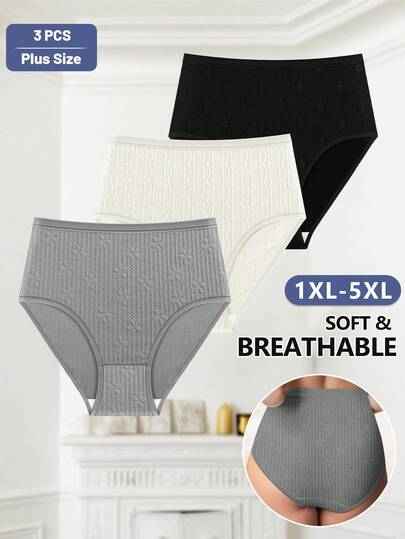 MIOTAN 3 paires de culottes confortables et respirantes avec garniture en dentelle pour femmes grandes tailles