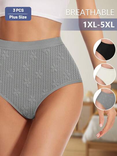 MIOTAN 3 paires de culottes confortables et respirantes avec garniture en dentelle pour femmes grandes tailles