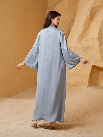 Robe Kaftan de luxe en satin avec diamants pour femmes, printemps automne