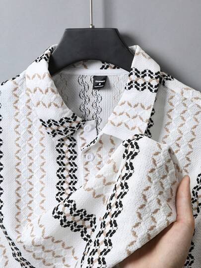 Manfinity Homme Chemise polo à manches courtes pour hommes avec couleurs contrastées et broderie, été