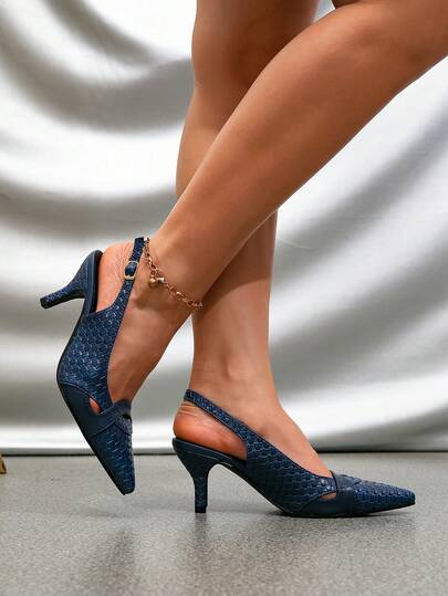 Talons aiguilles élégants de mode française, chaussures à talons hauts pour femmes avec bride croisée et bout pointu pour soirée, bleu marine, élégantes, escarpins élégants à talons bottines