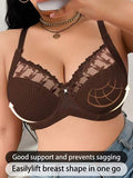 DesireSculpt 1 pièce Soutien-gorge à armatures en dentelle et résille grande taille pour femme, effet push-up