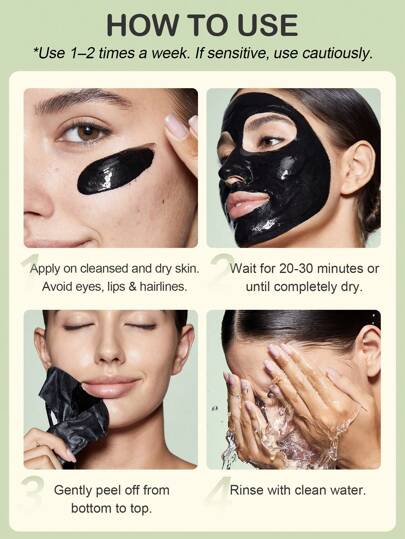 Masque purifiant à décoller au charbon de SlowSunday, masque enveloppant pour le visage, avec charbon activé & extrait d'aloe vera, nettoyage en profondeur, purifie les pores & exfolie en douceur pour une peau lisse, soins de la peau coréens, Y2K, convien