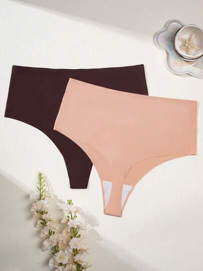 7 pièces de tangas sans couture grande taille, style mode décontracté confortable, nouveau style couleur unie imprimé léopard, convient pour la Saint-Valentin et Noël