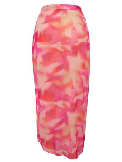 Swim Oasis Ensemble de bikini 3 pièces rose asymétrique à l'épaule, imprimé floral élégant pour la plage et les vacances, avec paréo, tenue de plage pour l'été, pour sortir, tailles grandes