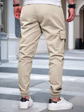 Manfinity Homme Pantalon cargo à taille élastique et cordon de serrage avec poches, jogging cargo, automne