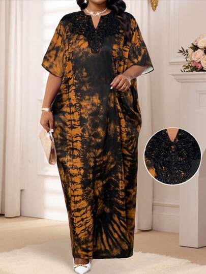 Robe de chambre élégante en violet tressé avec col en dentelle, en grande taille. Convient pour le printemps, l'été, l'automne et l'hiver, pour les vacances