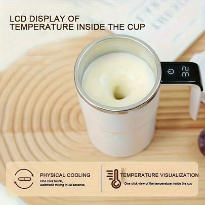 SOKANY Tasse à café intelligente rechargeable avec contrôle de la température - Recharge USB, 4000 tr/min, couvercle anti-poussière, tasse magnétique rotative en acier inoxydable, facile à mélanger - Convient pour le café, le lait et encore