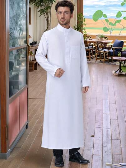 Robe arabe traditionnelle décontractée haut de gamme pour hommes, fabriquée dans un tissu confortable et respirant, convenant pour l'Aïd, les mariages et le port quotidien, disponible en plusieurs tailles et couleurs