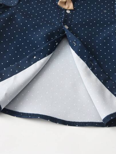 Ensemble 2 pièces pour garçon, chemise à manches longues et col à pois, pantalon à bretelles kaki, nœud papillon élégant, style gentleman à la mode, idéal pour les anniversaires, les occasions formelles, les mariages, les baptêmes et la rentrée scolaire.