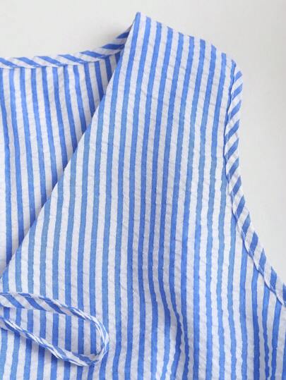 Flirla Pantalon droit décontracté simple à cordon de serrage, style européen et américain. Nouveau pour l'été, rose rayé. Ensemble 2 pièces pour femmes
