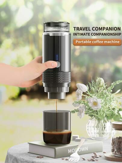 1 pièce Cafetière à expresso électrique portable (sans chauffage), machine à café portable sans fil pour le voyage, le camping, la voiture, compatible avec le café moulu et les capsules, avec chargeur USB-C pour voiture. Convient pour les voyages, les cam