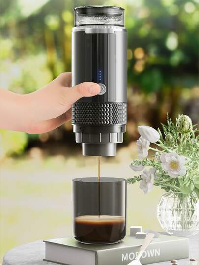 1 pièce Cafetière à expresso électrique portable (sans chauffage), machine à café portable sans fil pour le voyage, le camping, la voiture, compatible avec le café moulu et les capsules, avec chargeur USB-C pour voiture. Convient pour les voyages, les cam