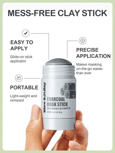Bâton de masque au charbon SlowSunday, Soins de la peau, Masque facial, Bâton de masque à l'argile, Réduit les pores, Améliore le teint de la peau, K Beauty, Idéal pour les fêtes, Convient pour l'été & l'automne, Halloween
