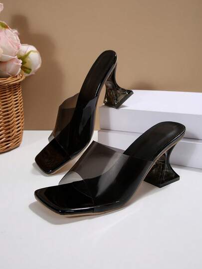 Sandales à talons hauts pour femmes, bout carré, antidérapantes, élégantes, polyvalentes, minimalistes, pour l'extérieur, les voyages, l'été, grandes tailles