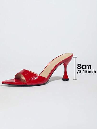 Jin Bei Qi Mules à talons hauts glamour pour femmes, sandales d'été, bout pointu, ornées de strass, matériau texturé, sexy, élégant, couleur rouge, pour sortir le soir