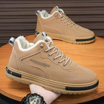 Nouvelles chaussures d'hiver pour hommes, avec semelle épaisse, doublure en peluche et bottes de neige chaudes. Baskets polyvalentes, antidérapantes et chaudes pour homme. Convient aux activités de plein air en hiver