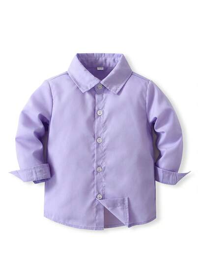 KIMOCAT Chemise à manches longues unie pour garçon, disponible en plusieurs couleurs, chemise à col polyvalente pour enfants en automne