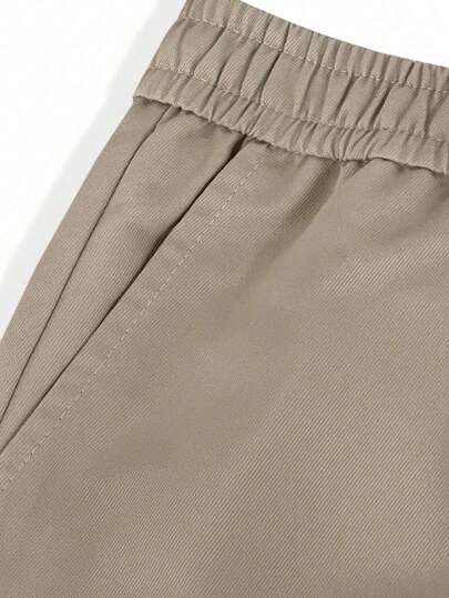 Manfinity Homme Pantalon long pour hommes avec taille élastique et cordon de serrage, détail à la cheville, pantalon casual, automne