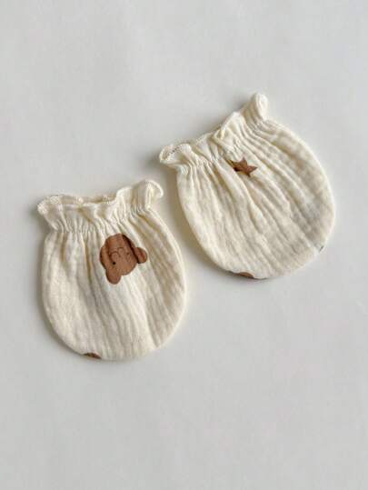 Loomiva Ensemble de 4 pièces pour bébé nouveau-né : Combinaison à manches longues avec motif ours de dessin animé, couverture, gants, chapeau - Polyvalent et confortable pour l'automne et l'hiver