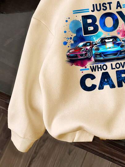Sweatshirt décontracté pour jeune garçon avec motif de voiture et de lettre