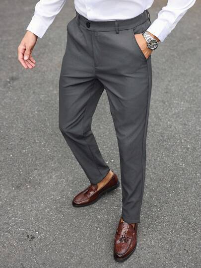 Manfinity Mode Pantalon de costume unicolore pour hommes, convient pour les trajets, les loisirs et les voyages d'affaires, convient pour les fêtes du Nouvel An, cadeau formel pour petit ami, cérémonie
