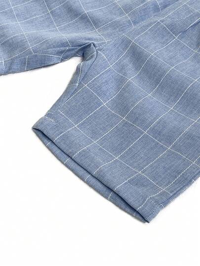 3 pièces/set Gilet à carreaux, short et nœud papillon mignons pour garçons. Convient pour les anniversaires, banquets, représentations, mariages et autres occasions