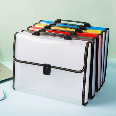 1 pièce Classeur extensible à 13 poches avec poignée, organiseur de fichiers accordéon en plastique, organiseur de fichiers papier portable et extensible, convient pour le bureau, l'école et la maison, rentrée scolaire, fournitures scolaires