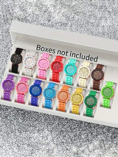1 pièce Montre-bracelet à quartz en silicone à la mode et décontractée pour femmes, bracelet en silicone confortable, convient pour le port quotidien décontracté et est un choix de cadeau idéal