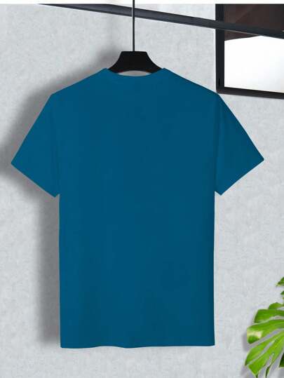 Manfinity Homme Tee-shirt col rond à manches courtes d'été pour hommes, style avec blocs de couleurs et rayures