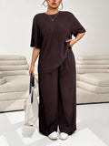 Solflare Ensemble 2 pièces grande taille, Top et pantalon de couleur unie